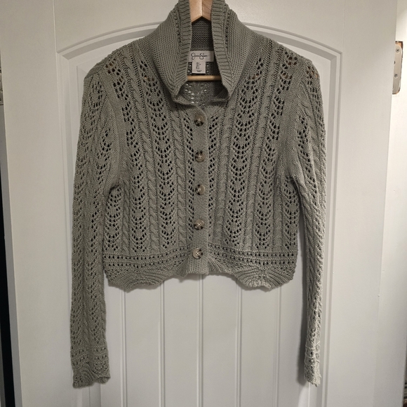 JESSICA SIMPSON Crochet Cropped Cardigan - Picture 2 of 7